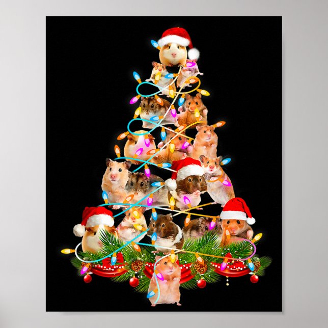 Hamster Christmas Tree Led Funny Hamster Snow Chir Poster (Front)