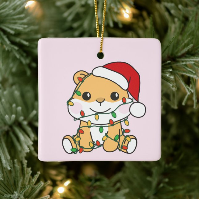 Hamster Christmas Winter Animals Holiday Hamsters Ceramic Ornament (Tree)