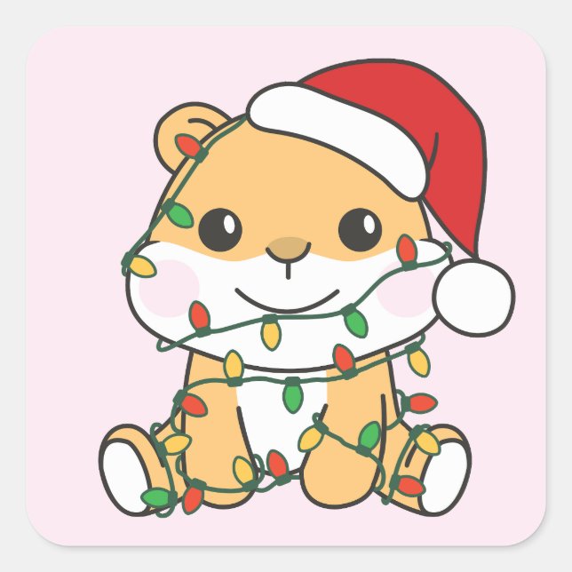 Hamster Christmas Winter Animals Holiday Hamsters Square Sticker (Front)