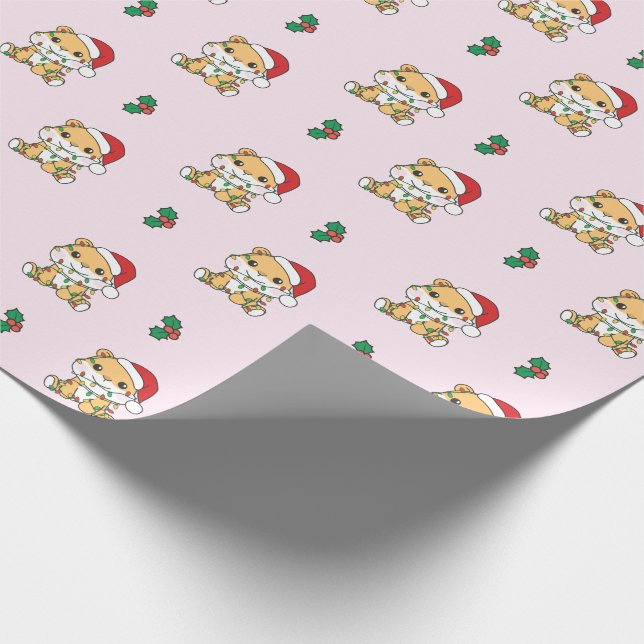 Hamster Christmas Winter Animals Holiday Hamsters Wrapping Paper (Corner)