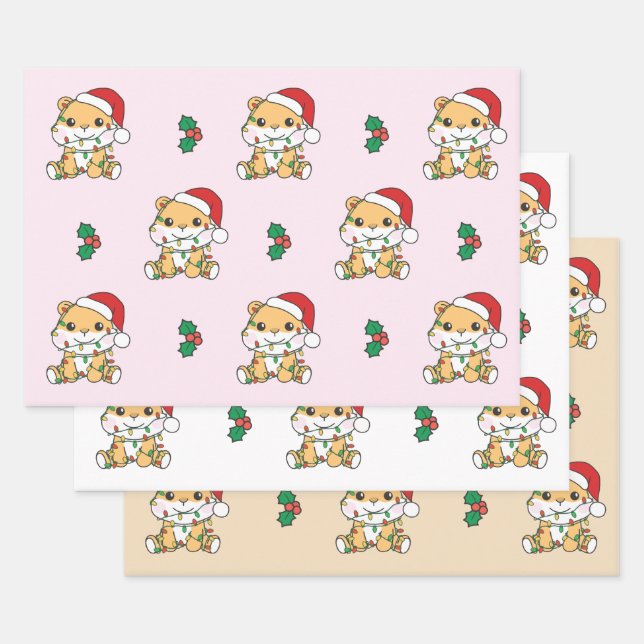 Hamster Christmas Winter Animals Holiday Hamsters Wrapping Paper Sheets (Set)