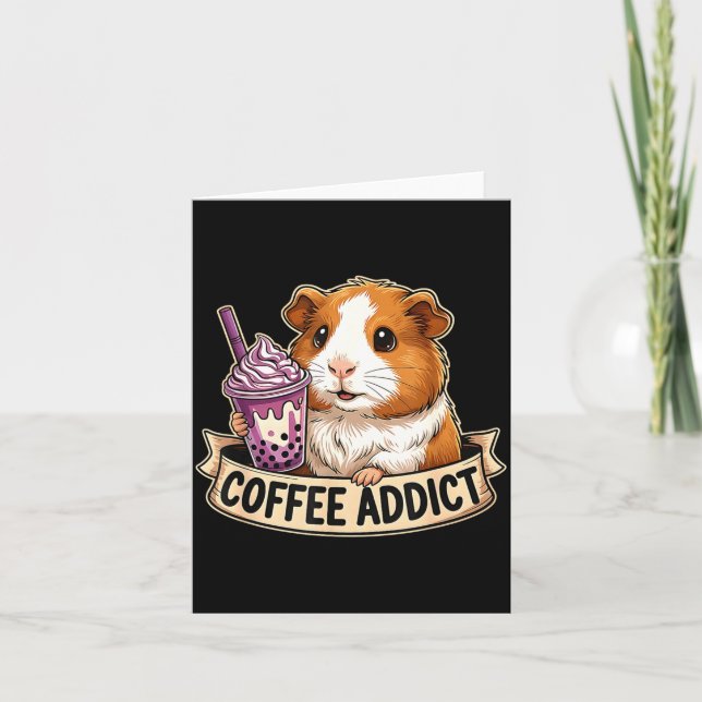 Hamster Coffee Addict Cute Rodent Boba Tea Gift  Card (Front)