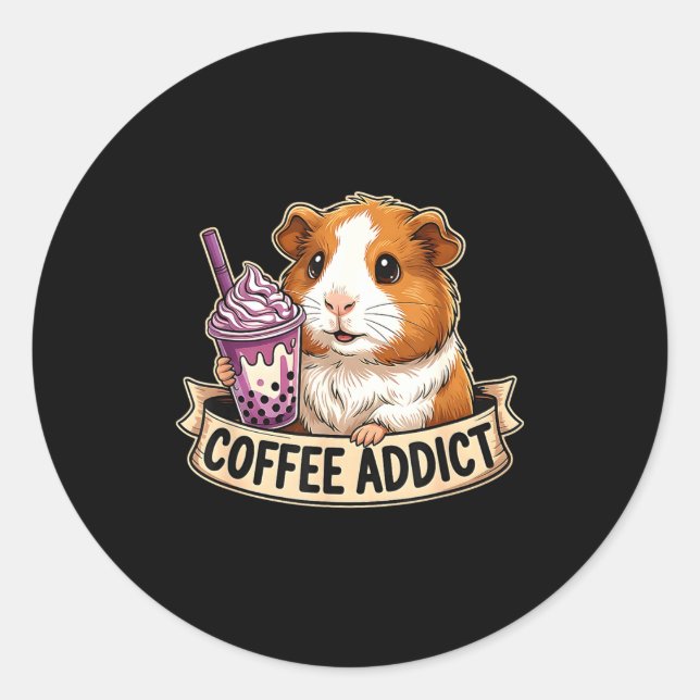 Hamster Coffee Addict Cute Rodent Boba Tea Gift  Classic Round Sticker (Front)