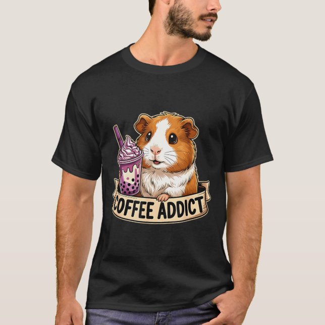Hamster Coffee Addict Cute Rodent Boba Tea Gift  T-Shirt (Front)