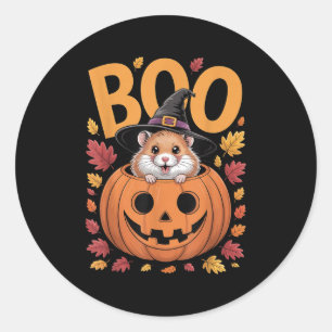 Hamster Costume On Pumpkin Halloween Hamster Classic Round Sticker