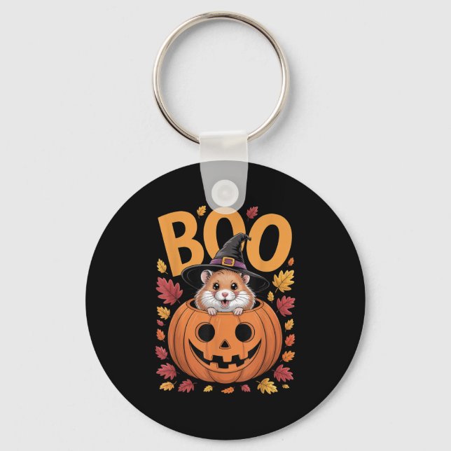 Hamster Costume On Pumpkin Halloween Hamster  Keychain (Front)