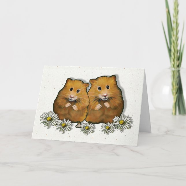 Hamster Couple, Daisies, Art: Wedding, Anniversary Card (Front)