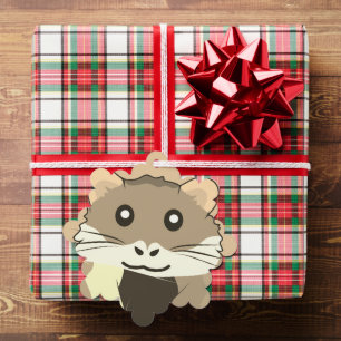 Hamster 🐹 Cute animal with colorful striped scarf Ornament Card