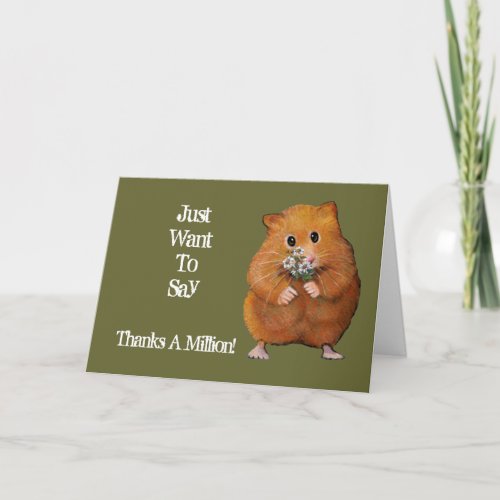 Hamster Daisies Thanks A Million Artwork Thank You Card