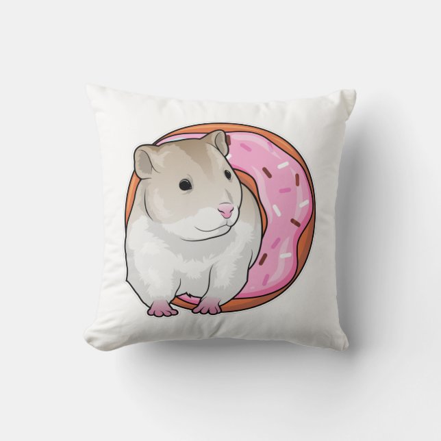 Hamster Donut Throw Pillow (Front)