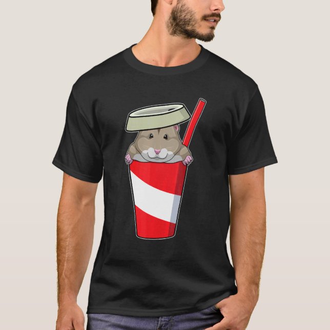 Hamster Drinking Cup Straw T-Shirt (Front)