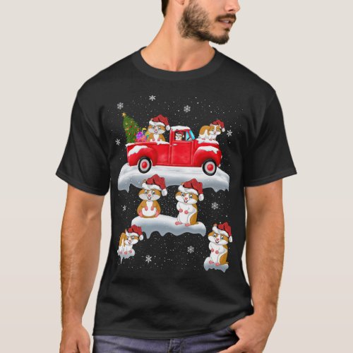 Hamster Driving Christmas Tree Red Truck Hamster C T_Shirt