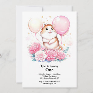 Hamster First Birthday Invitation