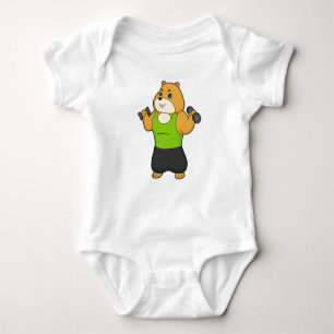 Hamster Fitness Dumbbell Baby Bodysuit