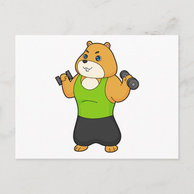 Hamster Fitness Dumbbell Postcard (Front)