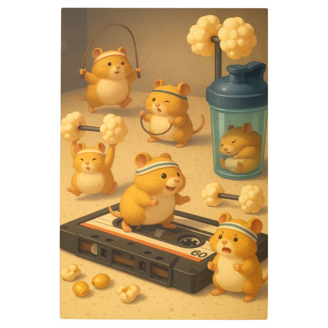 Hamster Gym Rush Metal Print (Front)