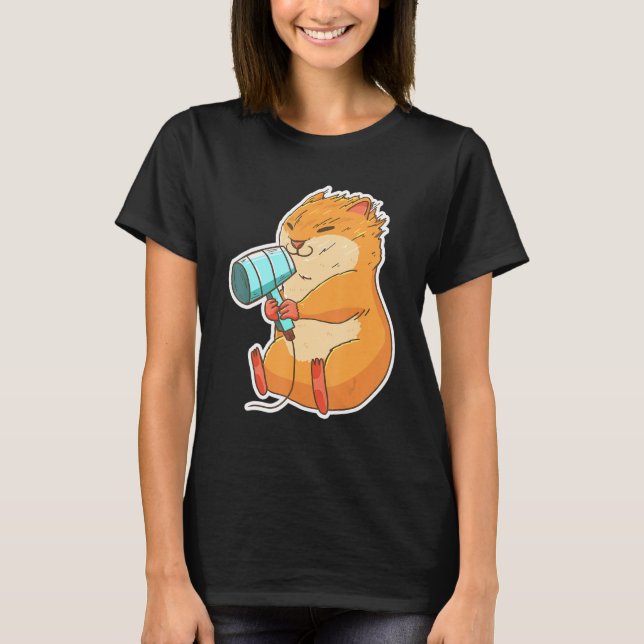 Hamster Hair Dryer Animal Hammy Owner Pet T-Shirt (Front)