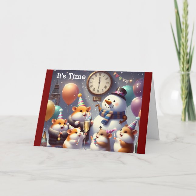 Hamster Happy New Year Holiday Card (Front)