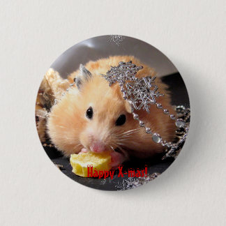 Hamster Happy X-mas! Pinback Button