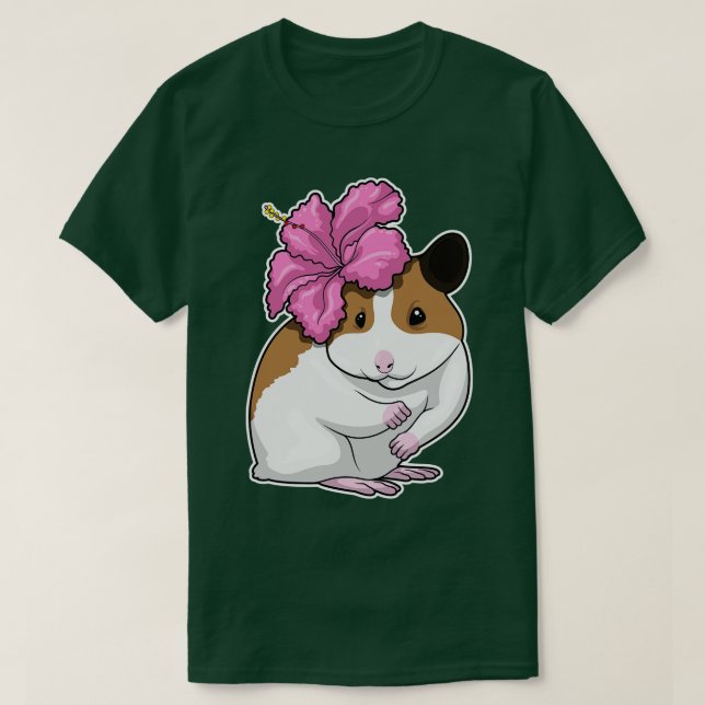 Hamster Hibiscus Flower T-Shirt (Design Front)