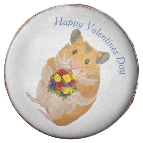 Hamster holdind a bouquet editable Valentines Chocolate Covered Oreo