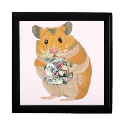 Hamster holding a bouquet  Valentines Gift Box