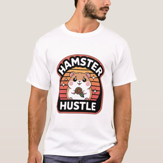 Hamster Hustle Cute Retro Hamster Lover Design T-Shirt (Front)