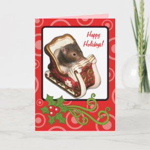 Hamster in a sled holiday card