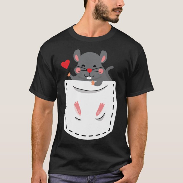 Hamster in Breast Pocket  Cute Rodent T-Shirt (Front)