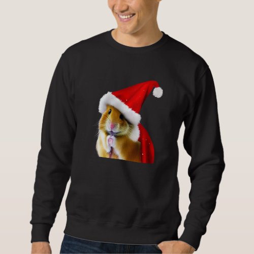 Hamster in Christmas Costume  Santa Pet Holiday Sweatshirt