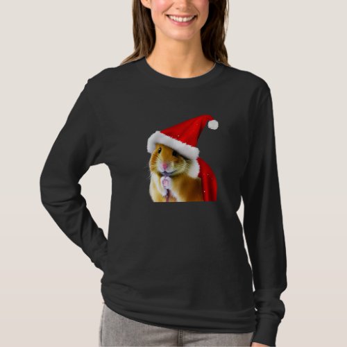 Hamster in Christmas Costume  Santa Pet Holiday T_Shirt