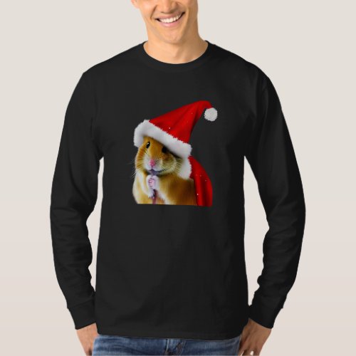 Hamster in Christmas Costume  Santa Pet Holiday T_Shirt