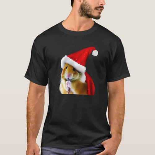 Hamster in Christmas Costume  Santa Pet Holiday T_Shirt