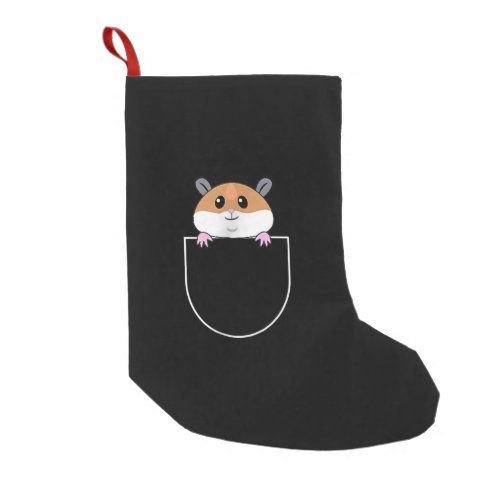 Hamster In Faux Pocket Small Christmas Stocking