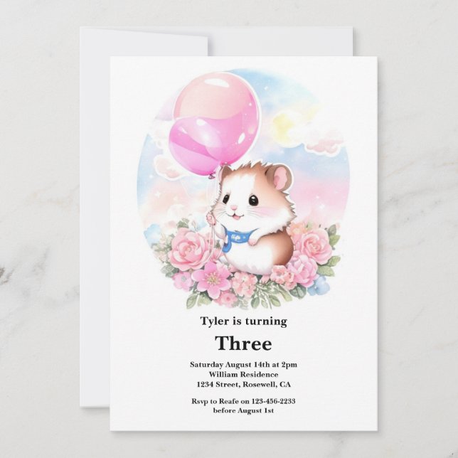 Hamster Kids Birthday Invitation (Front)
