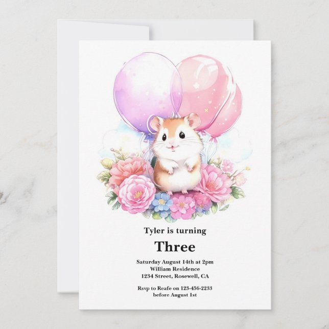 Hamster Kids Birthday Invitation (Front)