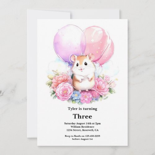 Hamster Kids Birthday Invitation