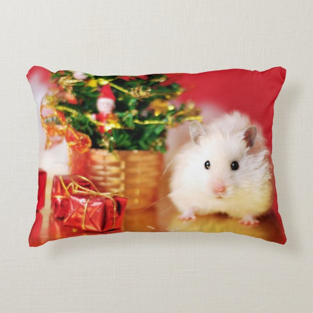 Hamster Kokolinka with Christmas tree Decorative Pillow (Front)