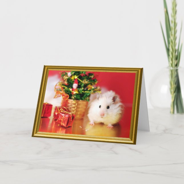 Hamster Kokolinka with Christmas tree Holiday Card (Front)