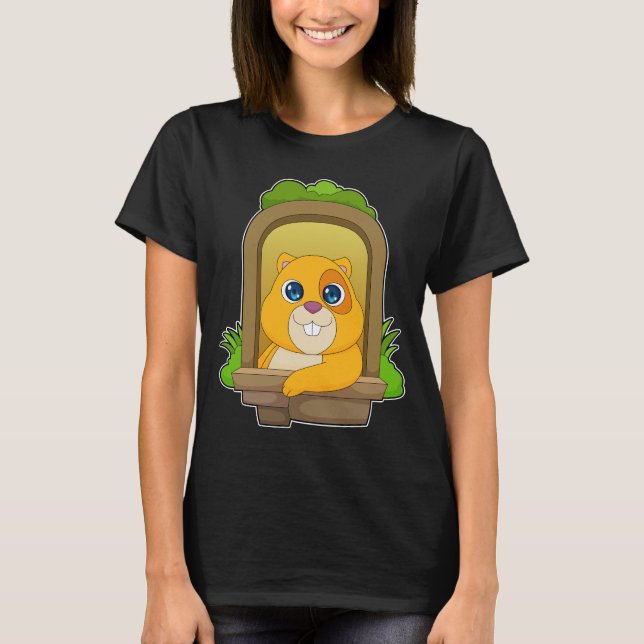 Hamster looks out the window T-Shirt (Front)