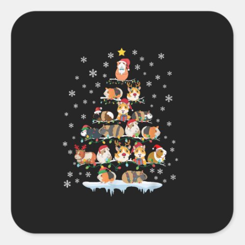 Hamster Lover Christmas Tree Guinea Pigs Gift Square Sticker