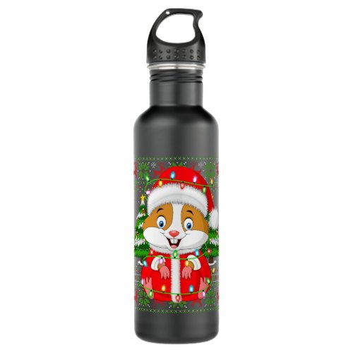 Hamster Lover Xmas Lights Ugly Santa Hamster Chris Stainless Steel Water Bottle