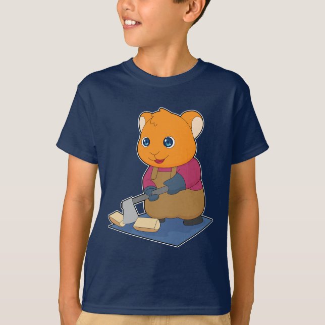 Hamster Lumberjack Ax Forest T-Shirt (Front)