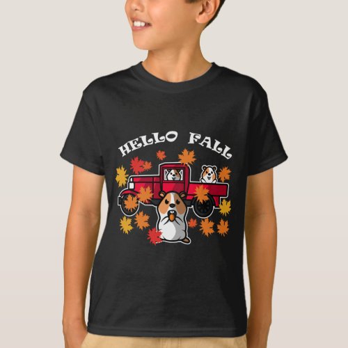 Hamster Maple Leaf Fall Autumn Red Truck Animal Lo T_Shirt