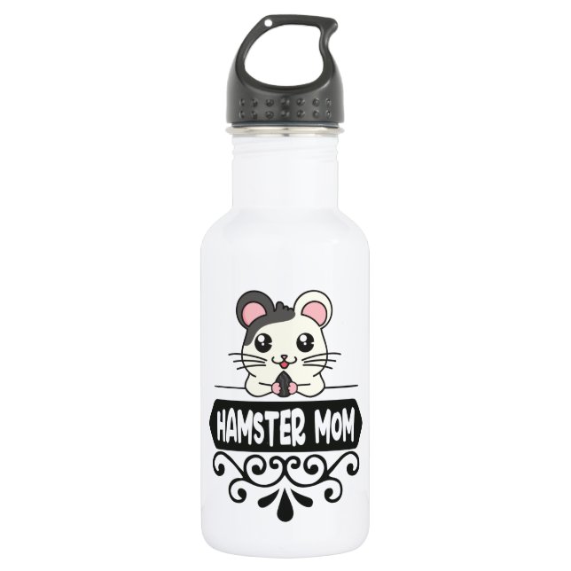 Hamster mom pet animal lovers cute stainless steel water bottle (Front)