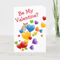 Hamster Mouse Balloon Heart Valentine's Day Holiday Card