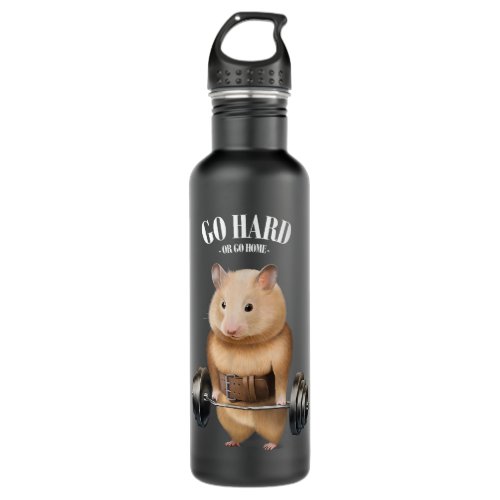 Hamster Muscle Training with Barbell Shrug Bar Fit Stainless Steel Water Bottle