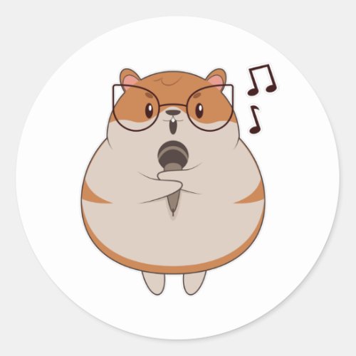 Hamster _ Music with Microphone Classic Round Sticker