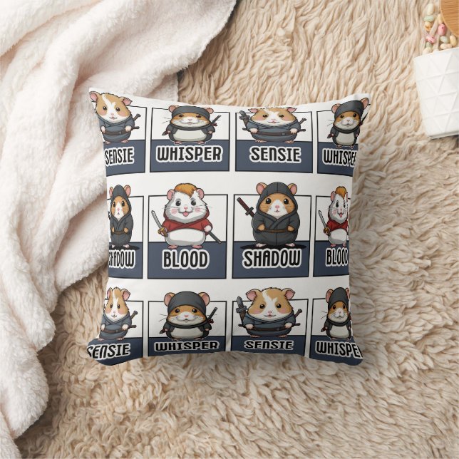 Hamster Ninja Print  Throw Pillow (Blanket)