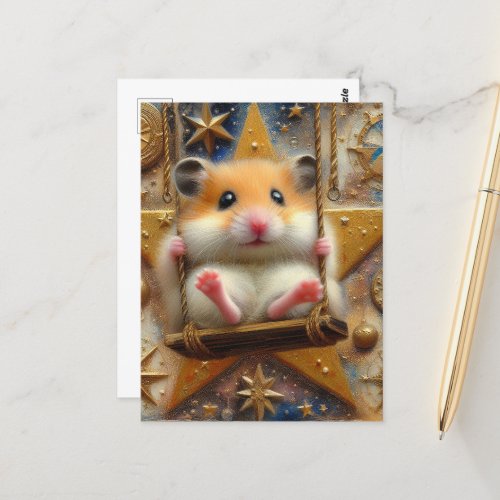 Hamster on a Swinging Star Postcard